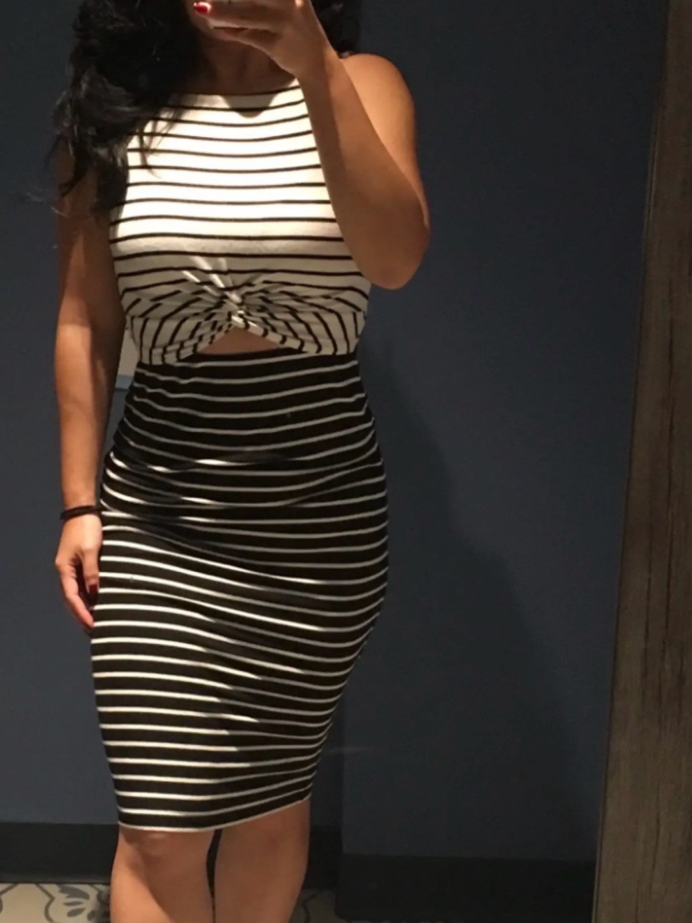 Bailey 44 “Rabbit Hole” striped pattern dress